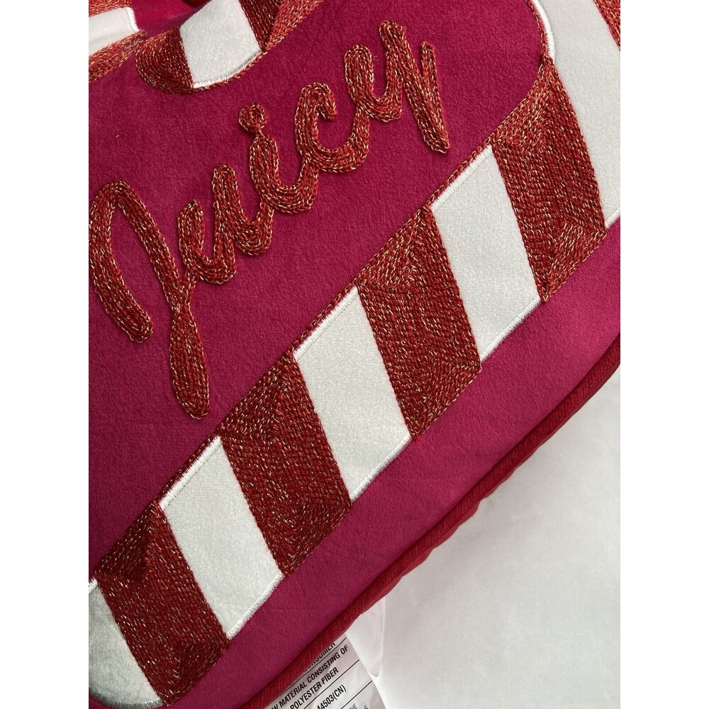Juicy Couture Decorative Pillow Pink Heart 20” X 18” Candy Cane Valentines Xmas - Picture 3 of 16